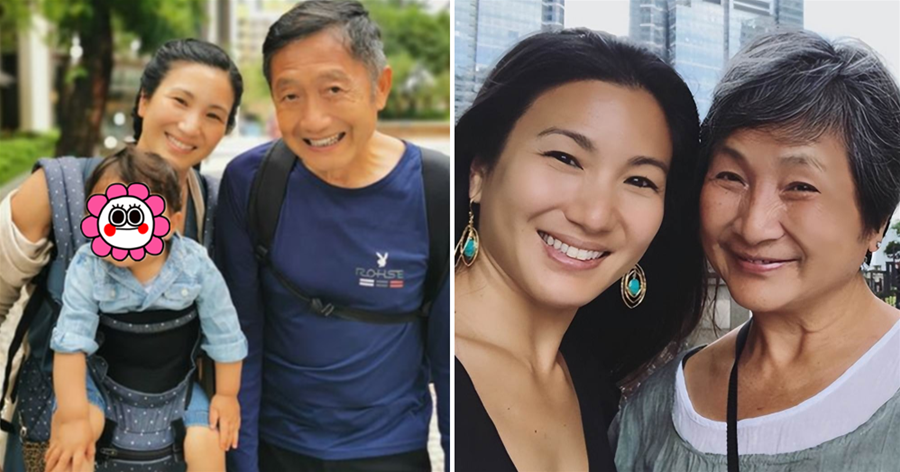 鄭佩佩女兒曬祖孫三代合影，1歲寶寶大眼呆萌，像極了非洲老爸
