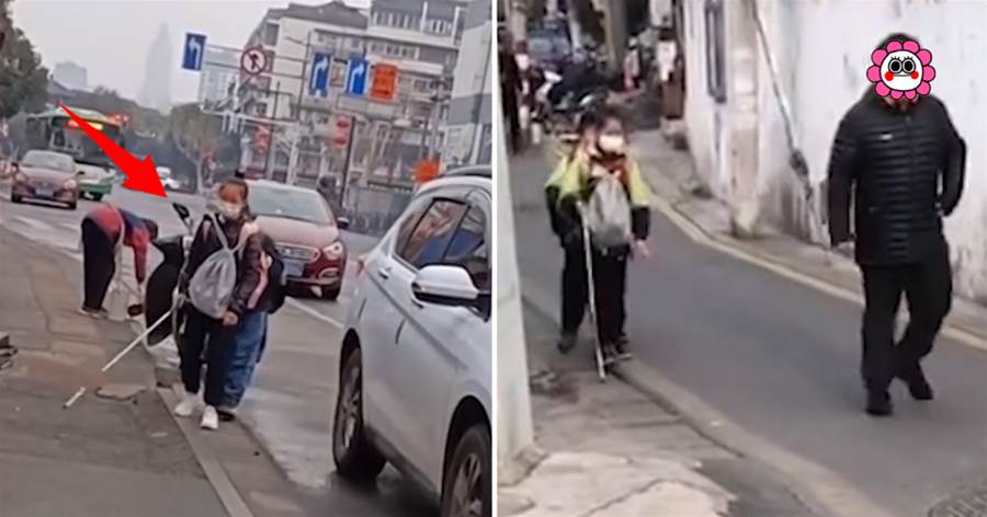 盲人姐弟練習過馬路，媽媽在后一路含淚跟隨，卻「狠心」不幫忙，網友：可憐天下父母心