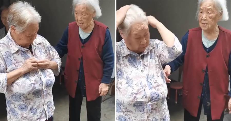 80歲老人生日，百歲媽媽偷偷準備新衣為其慶生，拿到手趕快試穿：媽媽面前，多大都是孩子